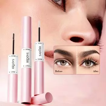 Тушь для ресниц с клеевым слоем, тушь с двойной головкой, тушь для укладки, макияж глаз, черная 4,8 г, черная тонкая расческа 2.4g