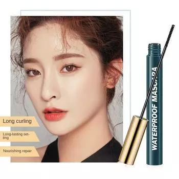 Тушь для ресниц Водостойкая тонкая с длинными завитками Толстая тонкая насадка-кисть Быстросохнущая основа для ресниц Жидкая несмазывающаяся естественная стереоскопическая перманентная косметика для женщин чёрный
