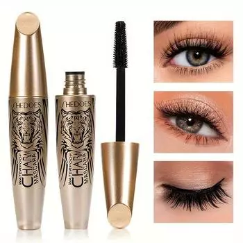 тушь волокна 4Д, длинный черный Волумизинг расширение ресниц водоустойчивый инструмент макияжа глаза туши чёрный