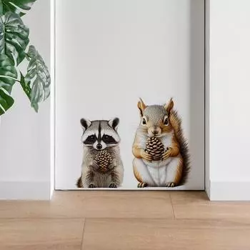 Тусклый милый енот-белка спальня гостиная дверь наклейки фон ландшафтный дизайн декоративные настенные наклейки 30*60cm/fun-b163