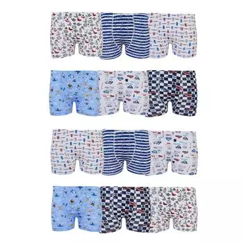 Tutku 12 Pack Boys Цветные хлопчатобумажные трусы-боксеры с рисунком и принтом Удобные