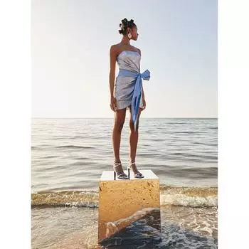 TUVANAM X LC WAIKIKI ЖЕНСКОЕ ПЛАТЬЕ С ПАЙЕТКАМИ И СТРЕЛЯМИ С ВОРОТНИКОМ С СЕРДЦАМИ Синий