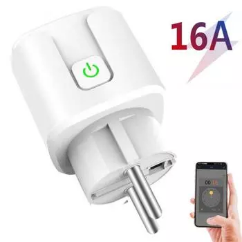 Tuya 16A 20A Eu Smart Socket Wifi Smart Plug с функцией мониторинга питания Функция синхронизации Голосовое управление Alexa Google Home Голосовое управление