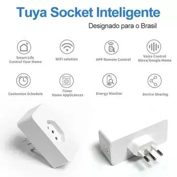 Tuya 16A Brazil Standard WiFi Smart Plug Controlled Home Smart Life APP Remote Compatible Smart Socket for Google Home Alexa белый