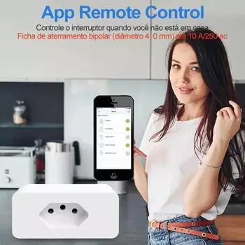 Tuya 16A Smart Life APP Remote Compatible Smart Socket Brazil Standard WiFi Smart Plug Voice Work for Google Home Alexa белый