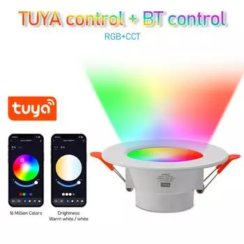 Tuya Bluetooth LED Smart Light RGBCW Dimming Round Spot Light 15W RGB Color Changing Warm Cool light Alexa Google Home Vocie