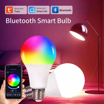 Tuya Bluetooth Smart Bulb E27 RGB Led Bulbs Smart Lamp110V 220V Light Bulbs Alexa Led Lamp For Google Assistant Smart Life 1 pcs