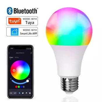 Tuya Bluetooth Smart LED Bulb 15W E27 AC 86-256V RGB CW WW Bulb Light Управление через приложение Smart Life для освещения гостиной и спальни 1pcs