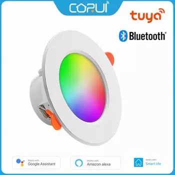 Tuya Bluetooth-совместимый потолочный светильник, красочный точечный светодиодный светильник, встраиваемый круглый светильник, работающий с Smart Life Alexa Google Home CHINA