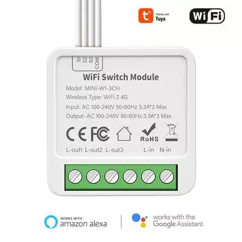 Tuya Mini 2/3/4 Gang Wifi Smart Switch 2 Way Module On Off Breaker Беспроводные удаленные голосовые переключатели для Google Home Alexa Alice