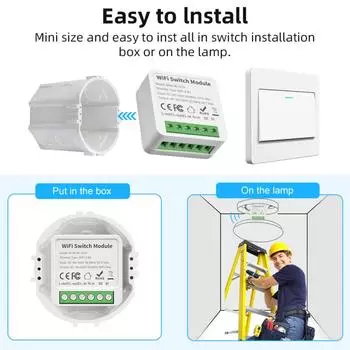 Tuya Mini Wifi Smart Switch 1/2/3/4 Gang DIY 2-позиционный модуль управления Вкл./Выкл. Беспроводные дистанционные голосовые переключатели для Google Home 16A wifi 1CH