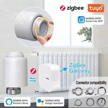 Tuya Smart Home Термостатический клапан Радиаторы Wifi Head ZigBee Термостат Умный радиаторный клапан Умная жизнь Google Home Alexa