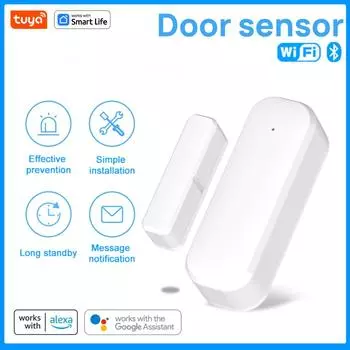 Tuya Smart Home WiFi Датчик двери и окна Датчики открытия/закрытия двери для умного дома Датчик окна работает с Google Alexa Home белый