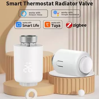 Tuya Smart Home ZigBee Термостат Радиаторный клапан TRV Программируемое приложение Удаленный регулятор температуры Alexa Google Home Voice