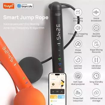 Tuya Smart Jump Rope, анализ данных приложения, скакалки для тренировок в домашнем спортзале, кроссфит, счетчик прыжков на скакалке для упражнений для мужчин и женщин оранжевый