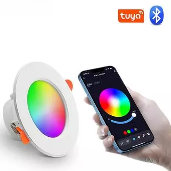 Tuya Smart LED Lamp With Bluetooth Downlight Round Spot Light 10W RGB Color Changeing встраиваемые светодиодные точечные светильники для потолка 10w&multi