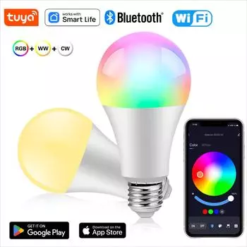 Tuya Smart LED Light Bulb E27 220V E26110V Smart Life AppControl Dimmable RGB White Ampoules Spotlight Bombilla Party Home Decor