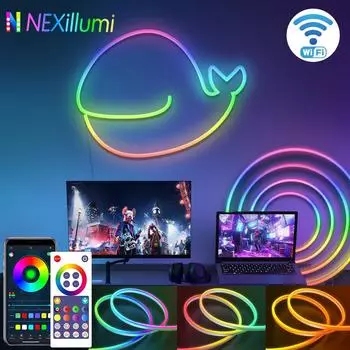 Tuya Smart LED Neon Light RGBIC Dreamcolor WS2812 Водонепроницаемая Гибкая Регулируемая Лента для Подсветки ТВ Игровая Bluetooth