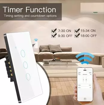 Tuya Smart Life Home House WiFi Беспроводной пульт дистанционного управления настенный выключатель US Voice Control Touch Sensor LED Light Switches Alexa Google Home