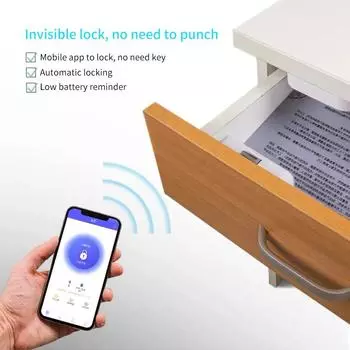 Tuya Smart Lock Home File Cabinet Wardrobe Door Hidden Lock Беспроводное приложение Bluetooth Разблокировка без удара Невидимый электронный замок