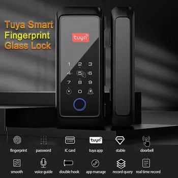 Tuya Smart Lock Замок отпечатков пальцев Дверной замок Клавиатура Дверной замок с ручкой Электронный отпечаток пальца чёрный