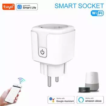 Tuya Smart Plug, Smart Home WiFi/ZigBeeOutlet, Siri Voice Control, Remote Control with Timer Function,16A(EU Plug)