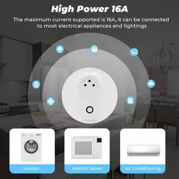 Tuya Smart Socket IsraeL Plug 16A Power Monitor Wifi Light Switch Smart Life Remote Control Outlet для Alexa, Google Assistant 100-240V&1PCS