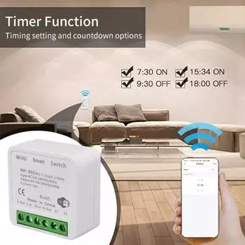 Tuya Smart Switch Wifi Light Module Alexa Google Home Alice Voice Control App Remote 16A 20A DIY Smart Breaker 2-стороннее Wifi реле 16A