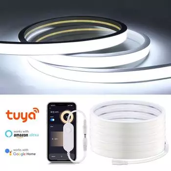 Tuya Smart WiFi APP DC 24 В COB Light Светодиодная лента Неоновая лента из силикагеля Подсветка DIY Украшение дома работает с Alexa Google Home 1M EU Plug