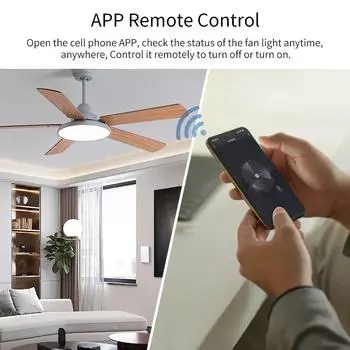 Tuya Smart WiFi Потолочный вентилятор Выключатель света Сенсорный прерыватель Приложение Smart Life Регулирует скорость ветра Работает с Alexa Google Home