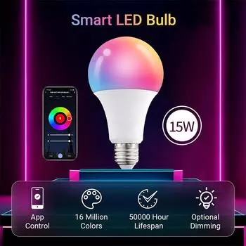 Tuya Smart WiFi светодиодные лампочки 220 В 110 В 15 Вт E27 светодиодная лампа RGB умные светильники приложение Alexa Google Assisatnt голосовое управление 220V