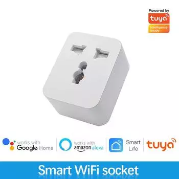 Tuya Smart Wifi Универсальная розетка 15A Приложение Дистанционное управление Европейская вилка Универсальная розетка Работает с Alexa Google Home 220V
