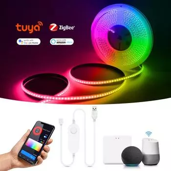 Tuya Smart Zigbee 5V COB USB светодиодная лента RGB с регулировкой яркости WiFi Alexa Google Control светодиодная лента декор комнаты подсветка телевизора 1m