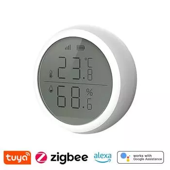 Tuya Smart ZigBee Датчик температуры и влажности Интеллектуальный датчик сцены в реальном времени Термометр Alexa Google Home Голосовое управление белый
