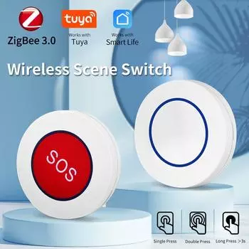 Tuya Smart ZigBee Кнопка SOS Датчик Сигнализации WiFi Пейджер для Пожилых Опекунов Кнопка Вызова SOS Система Медицинского Оповещения Tuya Smart Via Remote F03518