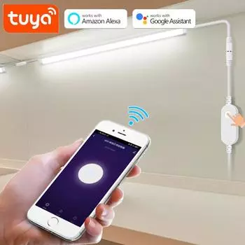 Tuya Wi-Fi светодиодный светильник для шкафа сенсорный переключатель под шкафом светодиодные фонари для кухни 30/40/50 см сенсорная лампа для шкафа светодиодные ночники 30cm теплый белый