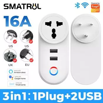 Tuya Wi-Fi умная USB-розетка 3-контактная вилка Южная Африка Индия-ЕС Великобритания США адаптер для зарядки голосовой синхронизации для Google Home Alexa 1PCS-WiFi Socket