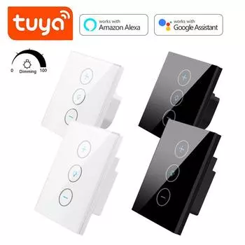 Tuya Wi-Fi умный выключатель света Luxuray стеклянная панель переключатель сенсорный датчик умный диммер настенный выключатель голосовое управление работает с Alexa Google Home