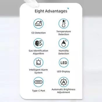 Tuya WiFi цифровой светодиодный дисплей CO детектор портативный тестер угарного газа многофункциональный разноцветный