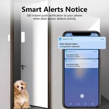 Tuya Wifi Датчик Двери Датчик Входа Окна Охранная Сигнализация Двери Умная Жизнь Магнитный Для Яндекс Алиса Google Assistant