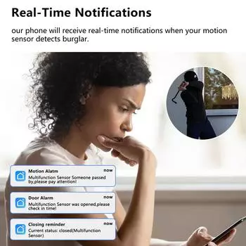 Tuya WiFi дверной оконный датчик с PIR-датчиком движения, интеллектуальная связь домашнего устройства для домашней системы сигнализации белый