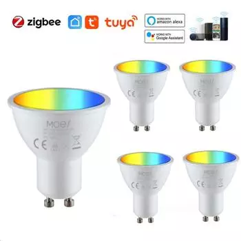 Tuya Wifi Smart Led Gu10 Лампы RGBW C+W 5 Вт Диммируемые Лампы Голосовое Управление Удаленное Управление Работает С Alexa Google Home 1PC