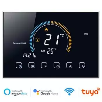 Tuya WiFi smart life Термостат Электрический теплый пол Водонагреватель/Газовый котел Пульт дистанционного управления температурой для приложения Google Home Alexa GC(NO WIFI) светло-зеленый