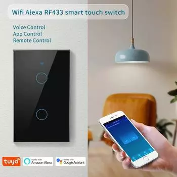 Tuya WiFi Smart Light Switch RF433 Нейтральный провод/Нейтральный провод не требуется Настенные сенсорные выключатели США работают с Alexa Google Home