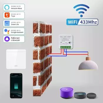 Tuya WiFi Smart Light Switch Умный дом Беспроводной RF 433 МГц Кнопочный настенный выключатель через Alexa Google Home Alice Smart Life App