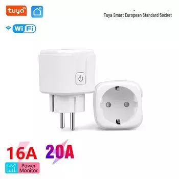 «Tuya WiFi Smart Plug 16A/20A с измерением мощности и дистанционным управлением, европейский стандарт» European plug housing