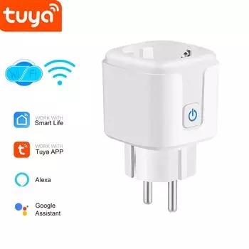 Tuya Wifi Smart Plug EU Plug с розеткой 16A Адаптер с функцией синхронизации монитора питания Работает с Siri Alexa Google Home 16A ZN46105401
