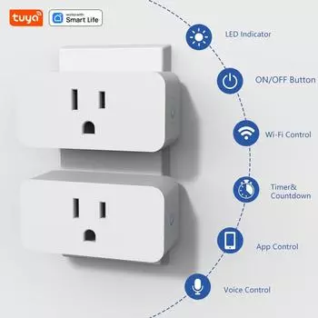 Tuya WiFi Smart Plug Mini Smart Plug US Standard 10A 100-130V Smart Socket WiFi Outlet Socket Works With Alexa Google Home