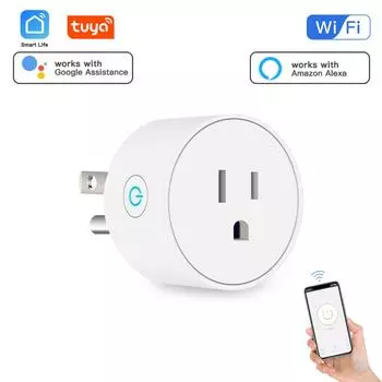 Tuya Wifi Smart Plug USA Socket Беспроводной выключатель Приложение для умного дома Поддержка привязки сцен Alexa Управление голосовым помощником Google Home us