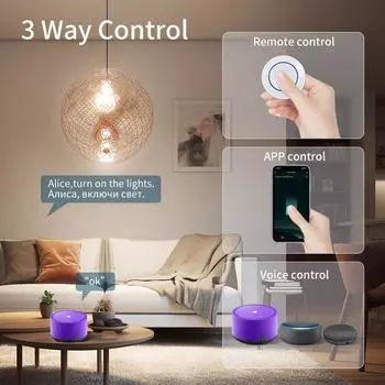 Tuya WiFi Smart Switch беспроводной RF433MHz круглый кнопочный переключатель пульт дистанционного управления DIY модуль реле Alexa Google Home голосовое управление